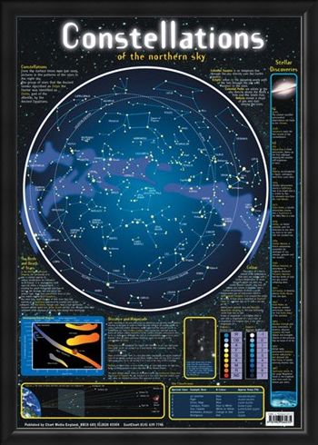 Framed Framed Constellations of the Northern Sky - Stellar Map